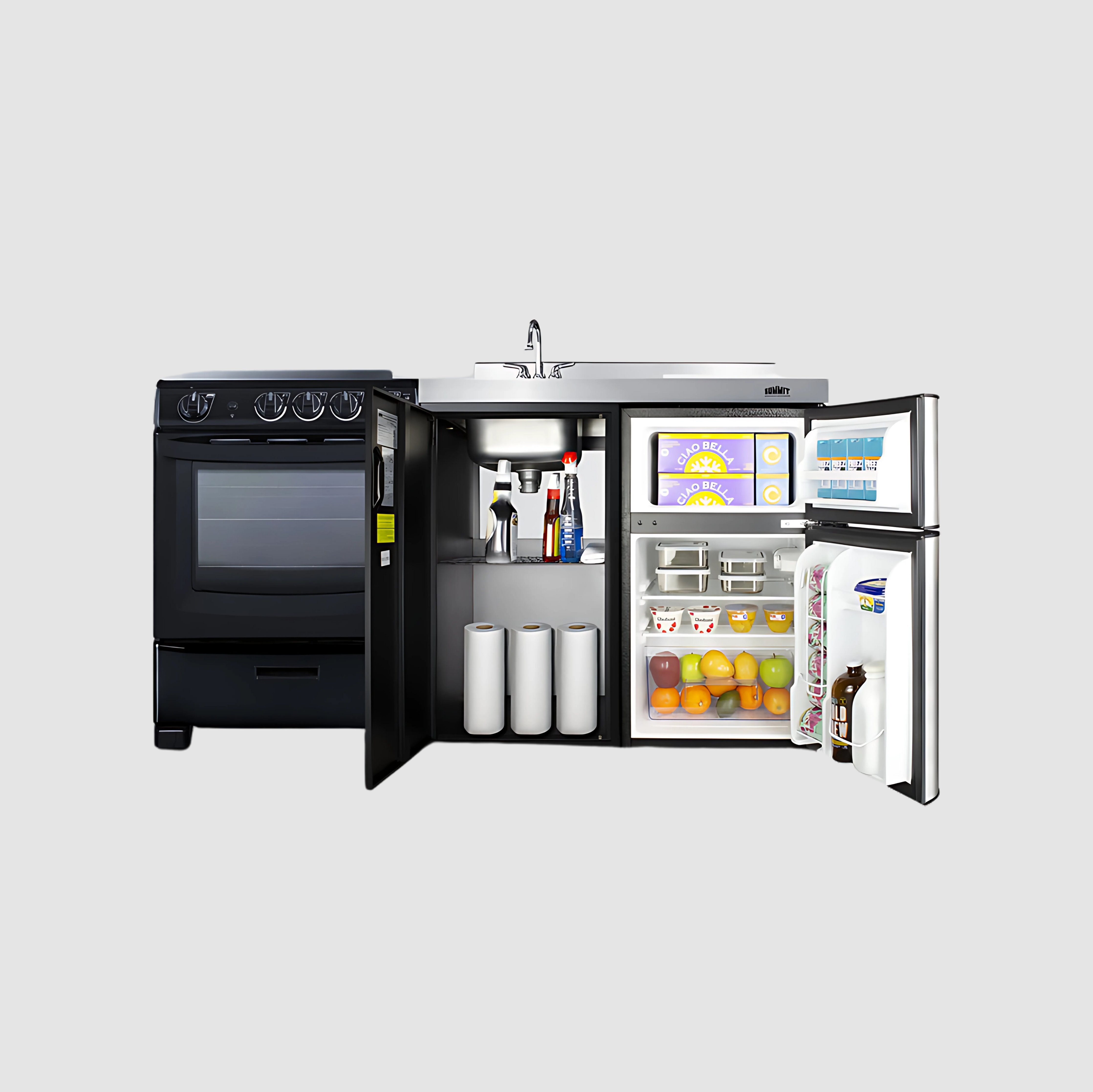 Summit 63" Wide All-in-One Kitchenette with Electric Range ACK63ELSTB
