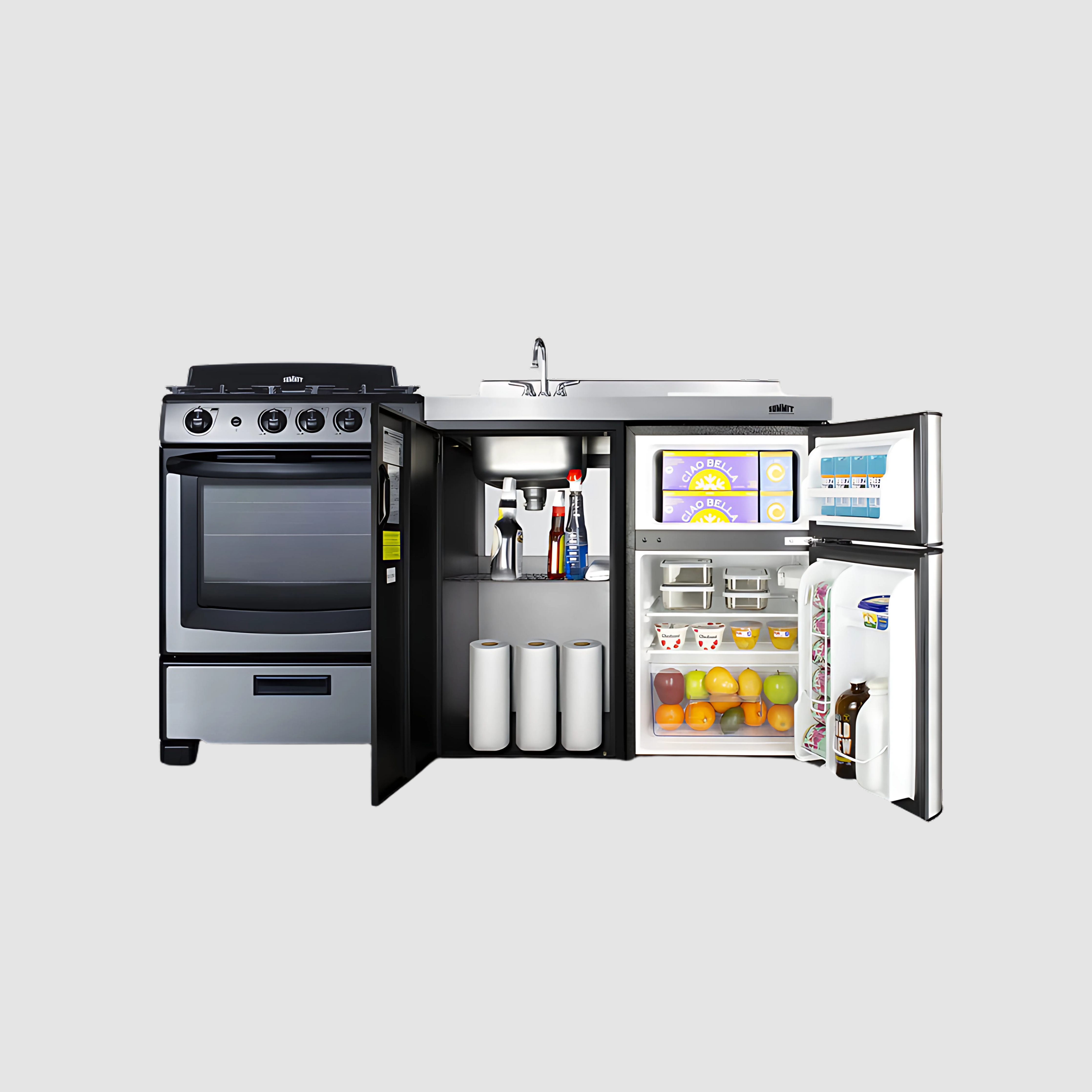 Summit 63" Wide All-in-One Kitchenette with Electric Range ACK63ELSTB