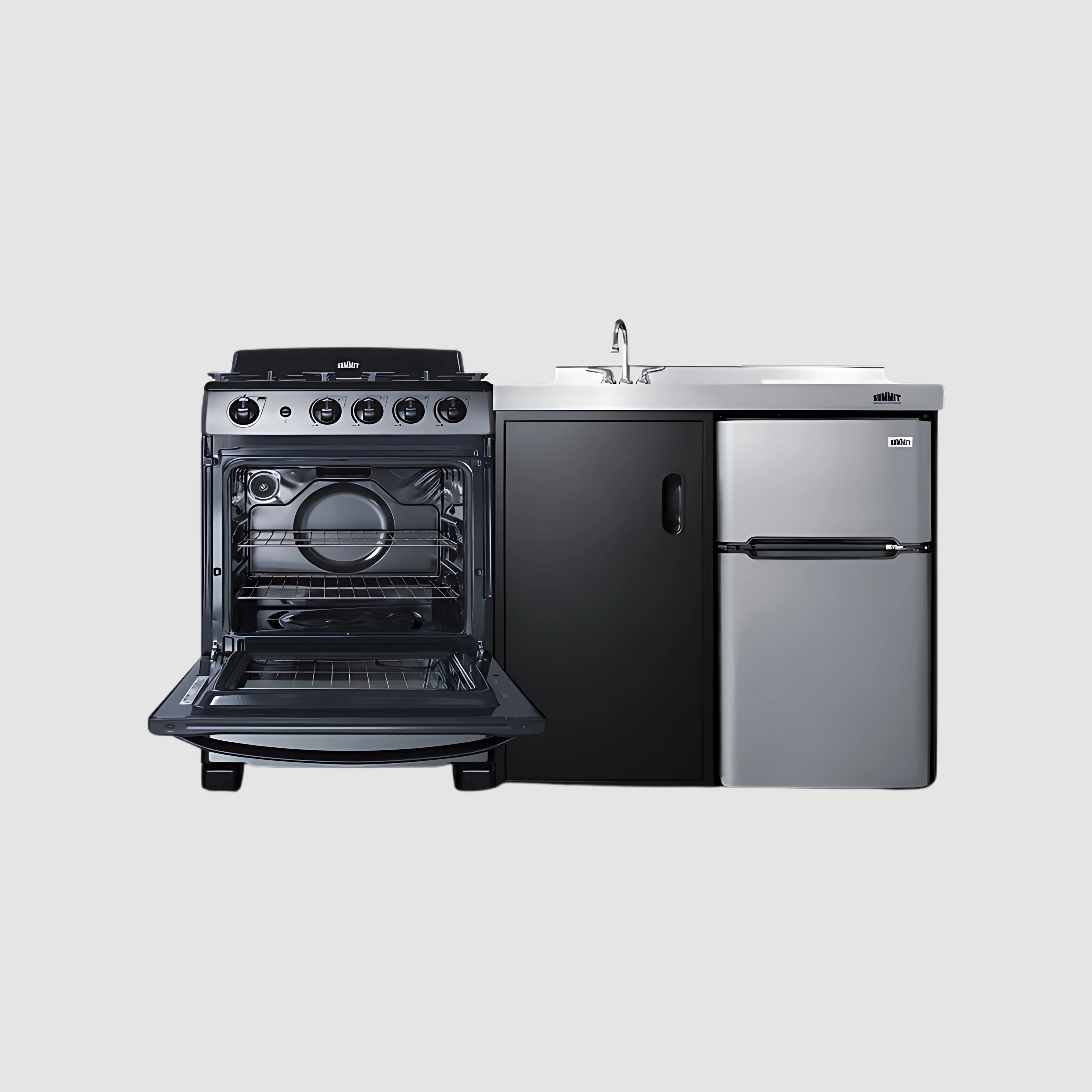 Summit 63" Wide All-in-One Kitchenette with Electric Range ACK63ELSTB