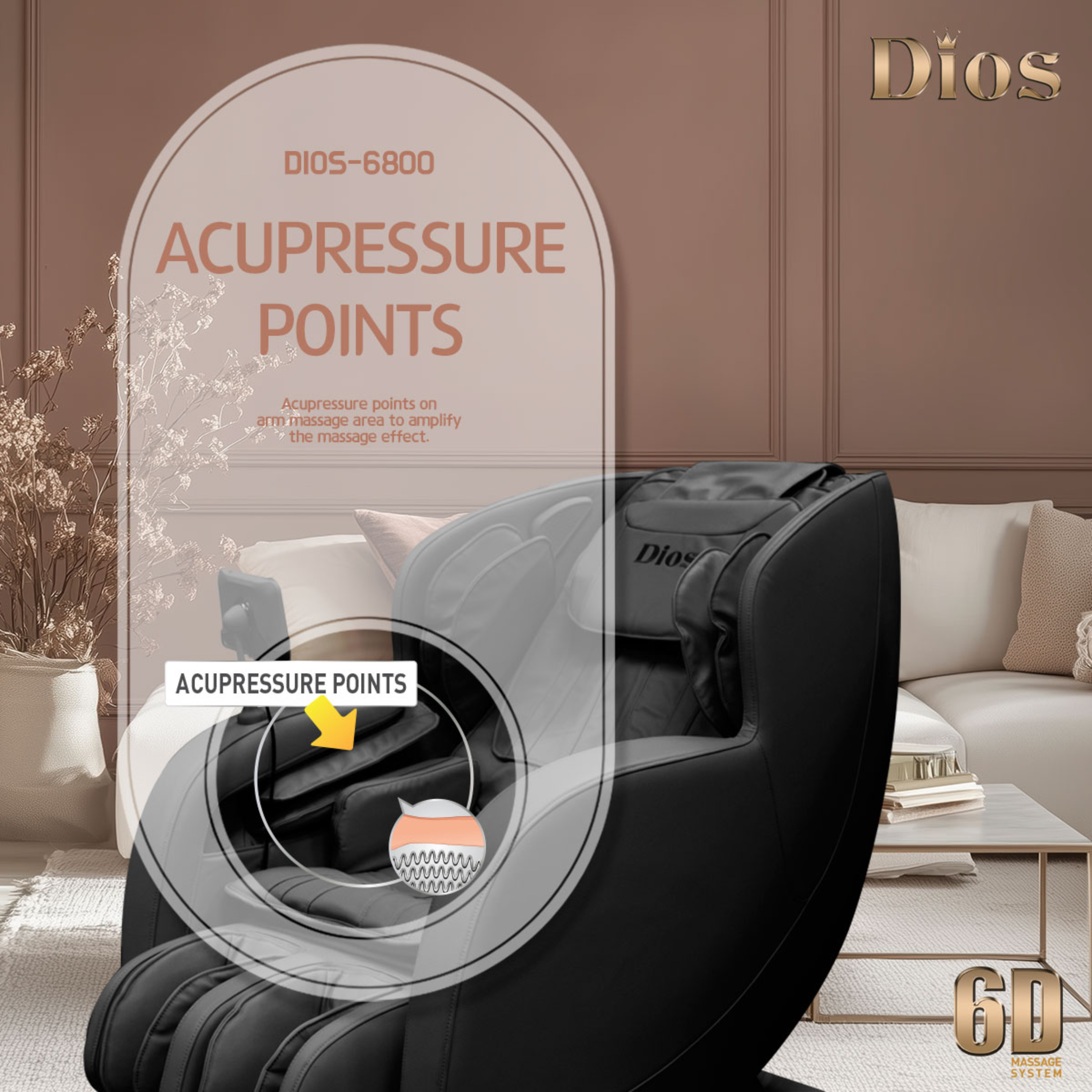 Kahuna Chair Dios Massage Chair 6D Dual Core Air Roller SL-track Dios-6800