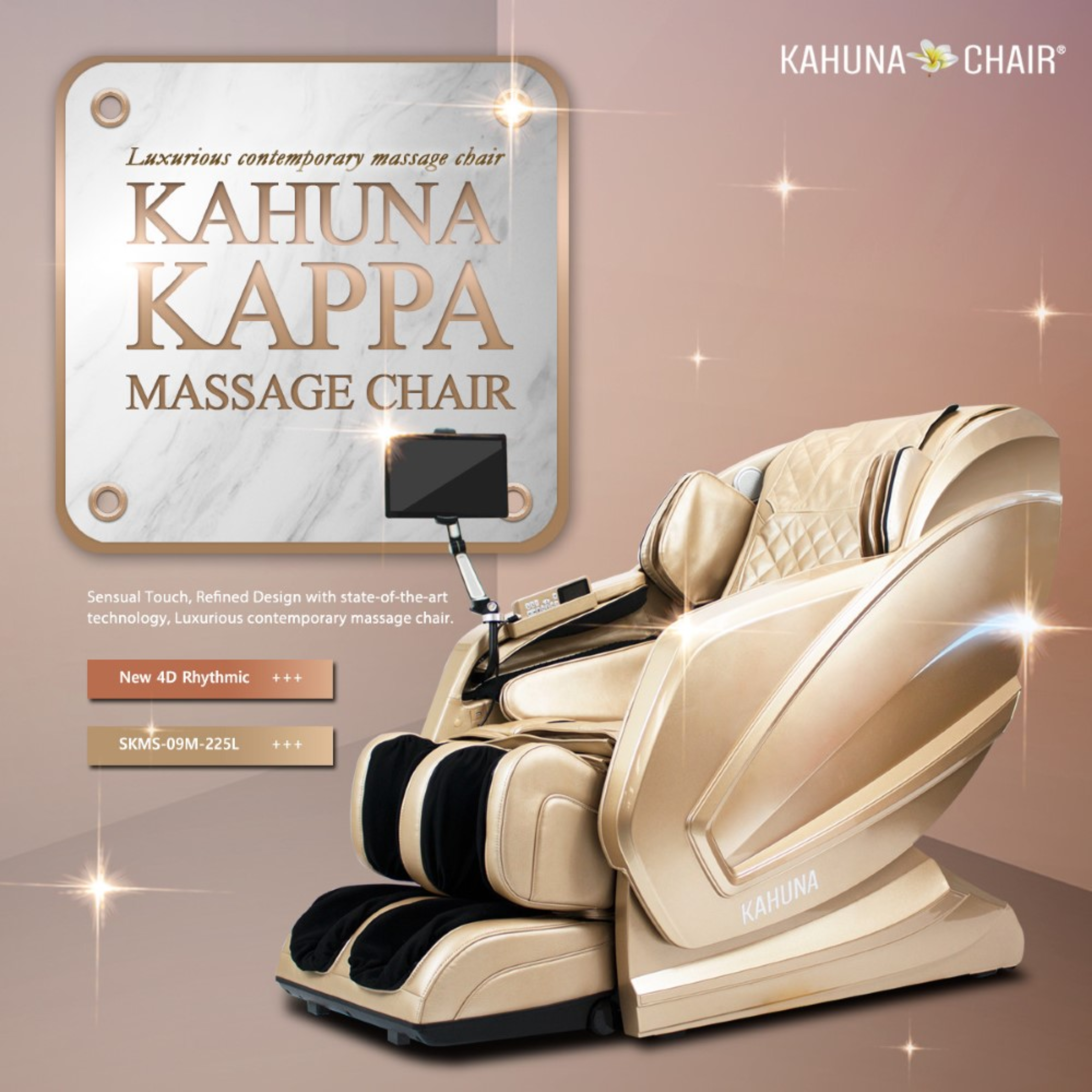 Kahuna Chair Exquisite Rhythmic HSL-Track Kahuna Massage Chair, HM-Kappa Gold with a handheld remote controller KCMHMKappaGold