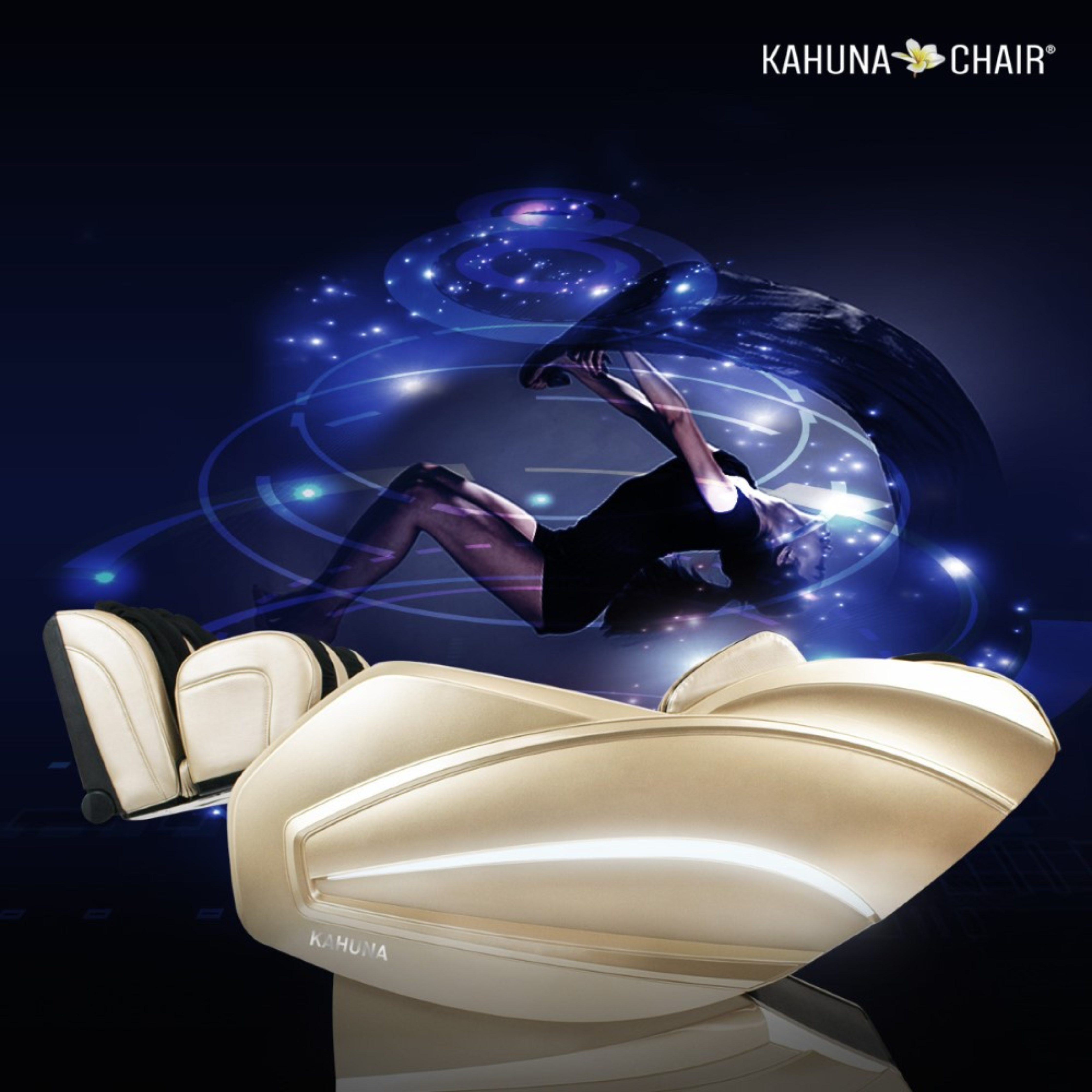 Kahuna Chair Exquisite Rhythmic HSL-Track Kahuna Massage Chair, HM-Kappa Gold with a handheld remote controller KCMHMKappaGold