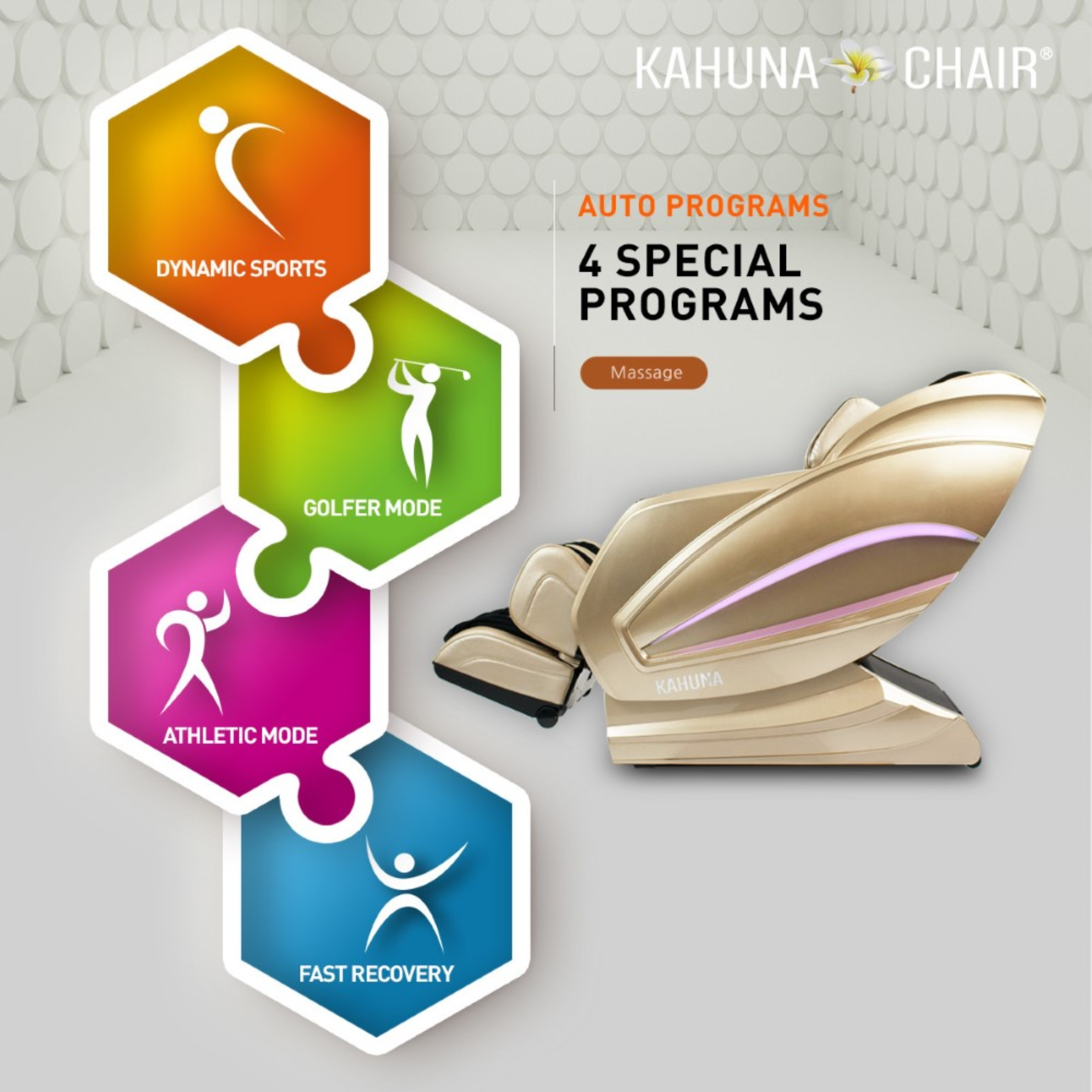 Kahuna Chair Exquisite Rhythmic HSL-Track Kahuna Massage Chair, HM-Kappa Gold with a handheld remote controller KCMHMKappaGold