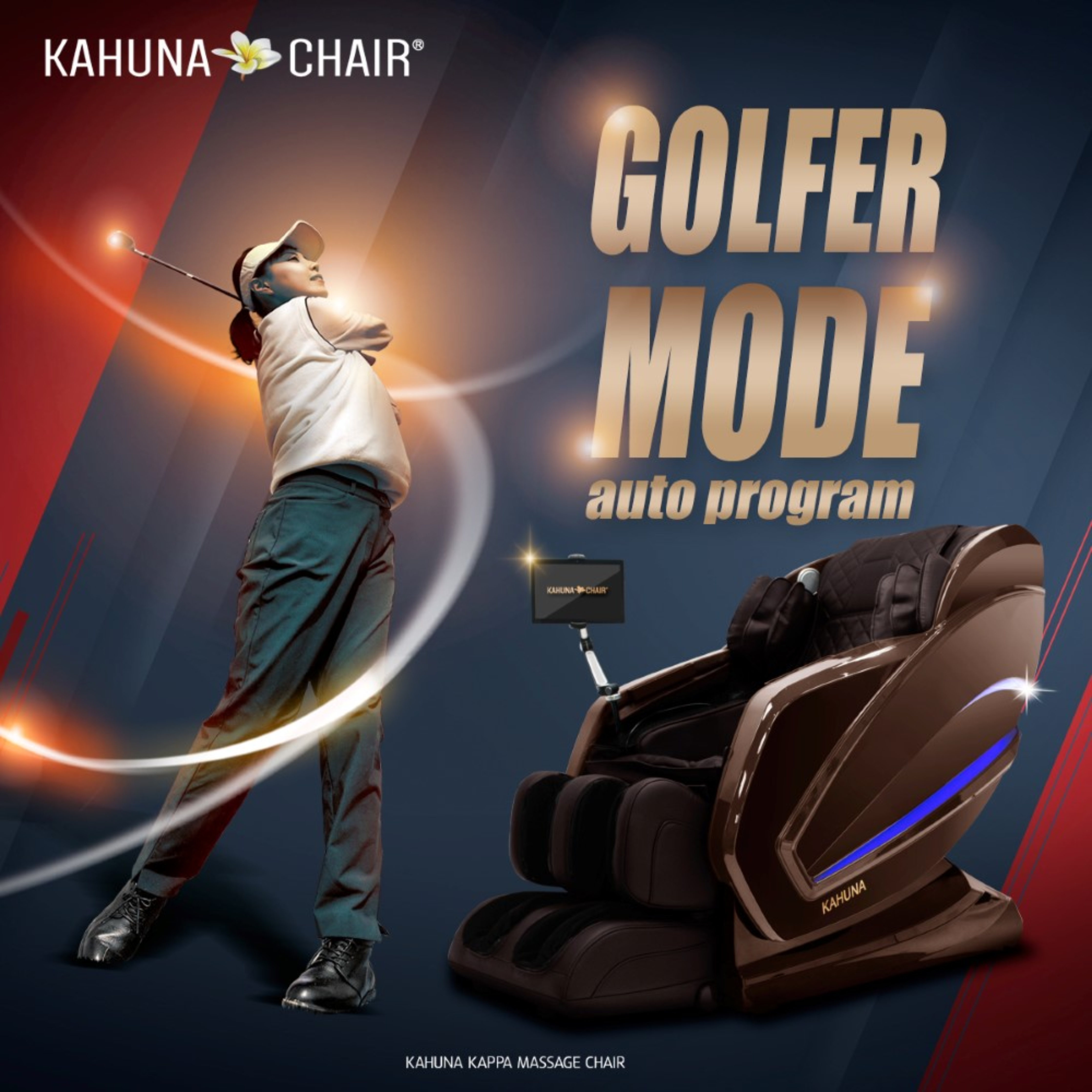Kahuna Chair Exquisite Rhythmic HSL-Track Kahuna Massage Chair, HM-Kappa Gold with a handheld remote controller KCMHMKappaGold