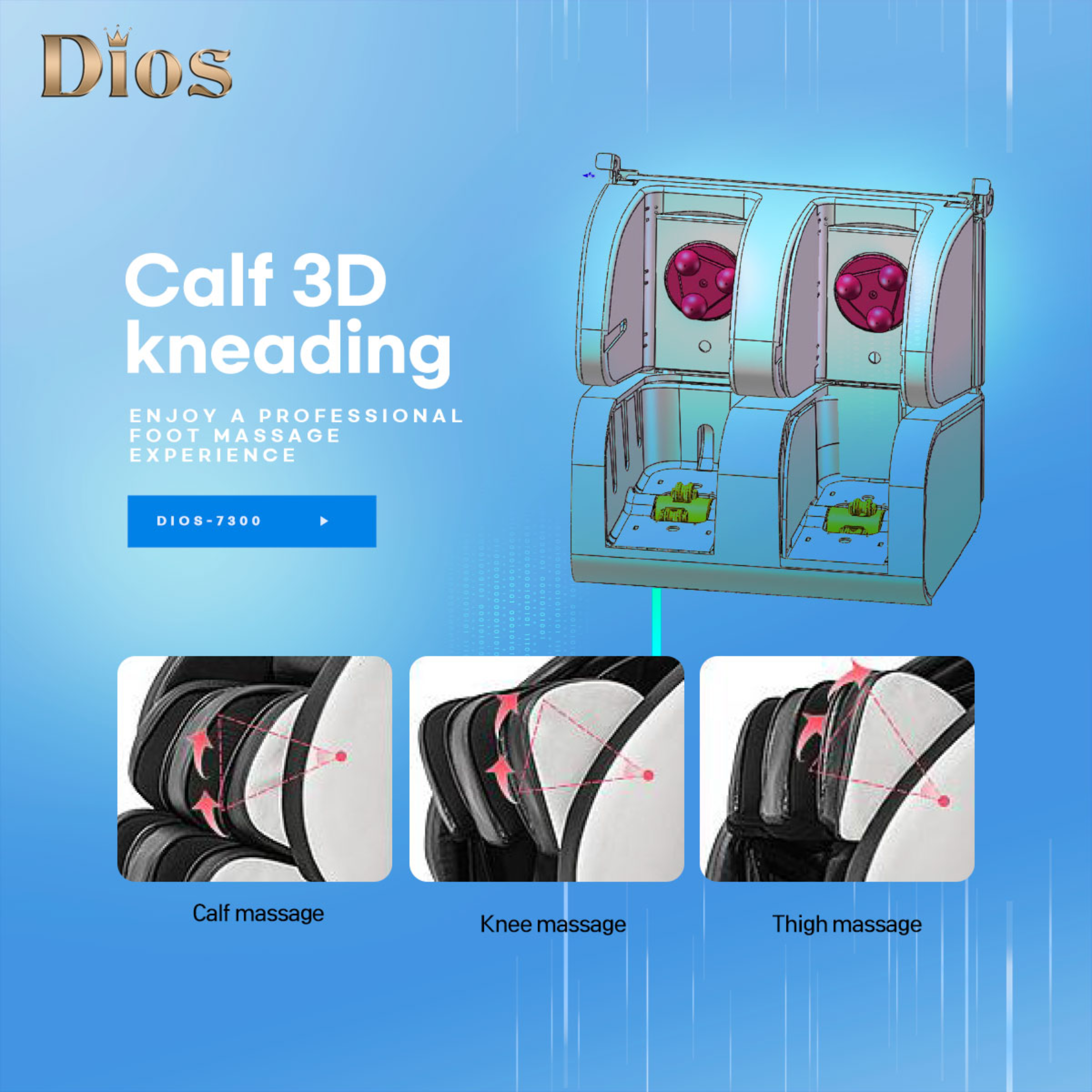 Kahuna Chair Dios Massage Chair 7D Dual Core Air Roller SL-track with 3D Calf Kneading Dios-7300