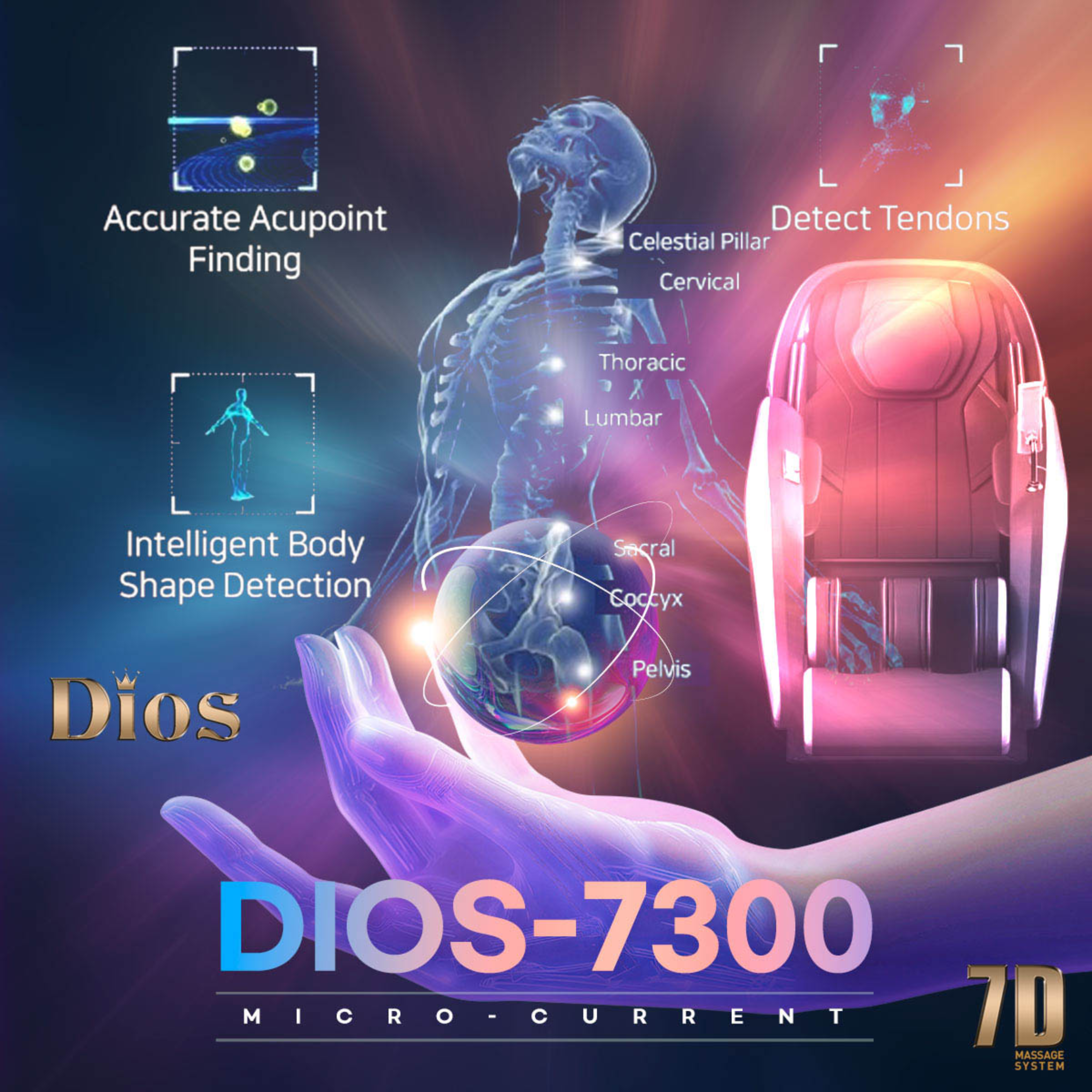 Kahuna Chair Dios Massage Chair 7D Dual Core Air Roller SL-track with 3D Calf Kneading Dios-7300