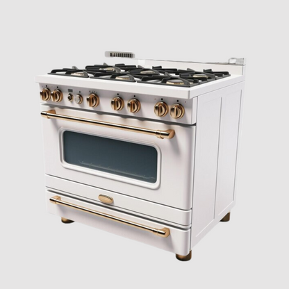 NovaChef 30” 6-Burner Professional Gas Range – White Gold