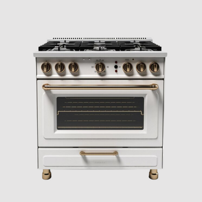 NovaChef 30” 6-Burner Professional Gas Range – White Gold