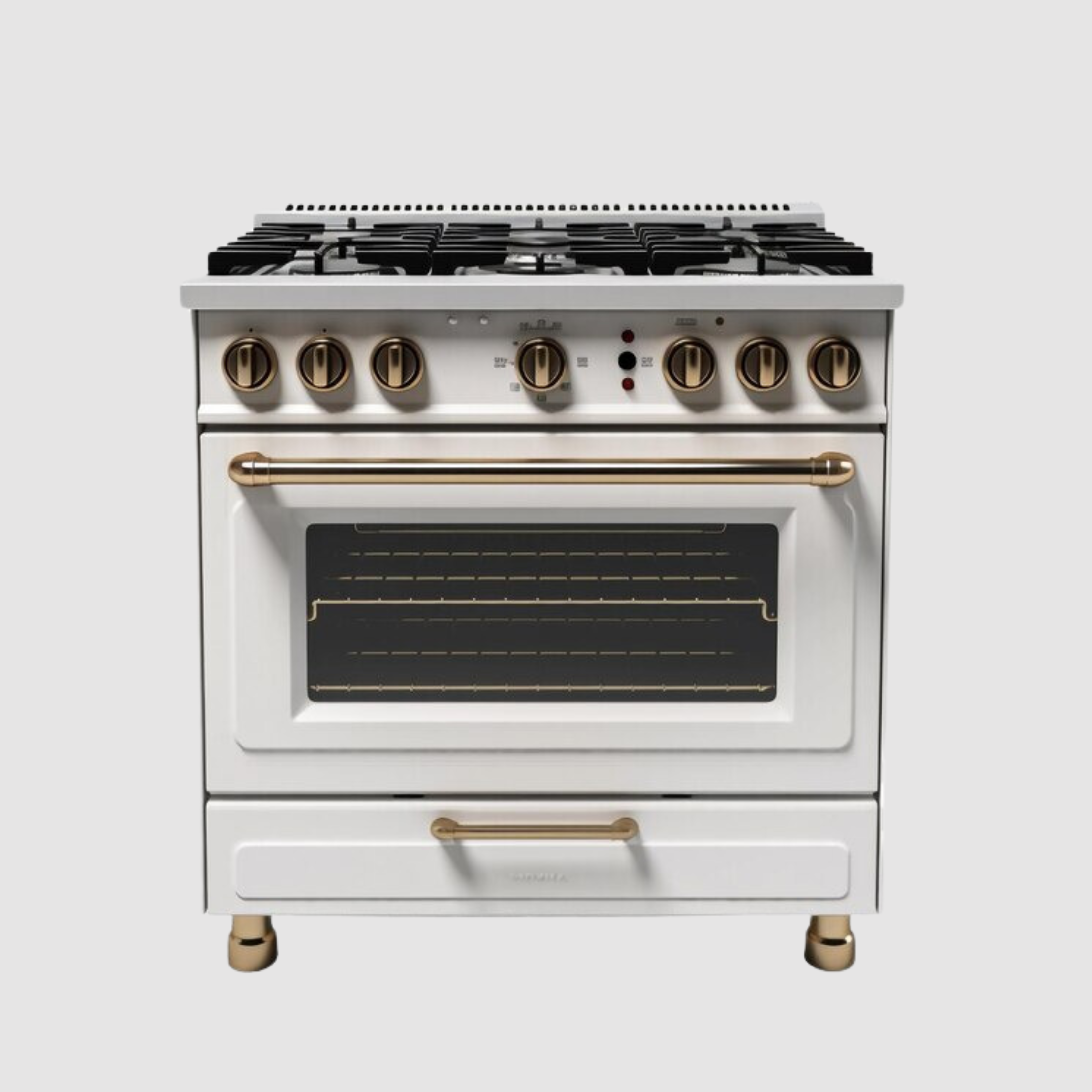 NovaChef 30” 6-Burner Professional Gas Range – White Gold