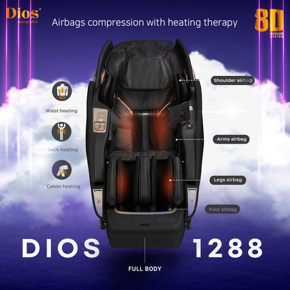 Kahuna Chair Dios Massage Chair 8D Dual Air Tech Touch Roller SL-track with Brain Relaxation Program Dios-1288
