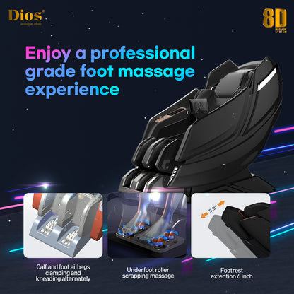 Kahuna Chair Dios Massage Chair 8D Dual Air Tech Touch Roller SL-track with Brain Relaxation Program Dios-1288