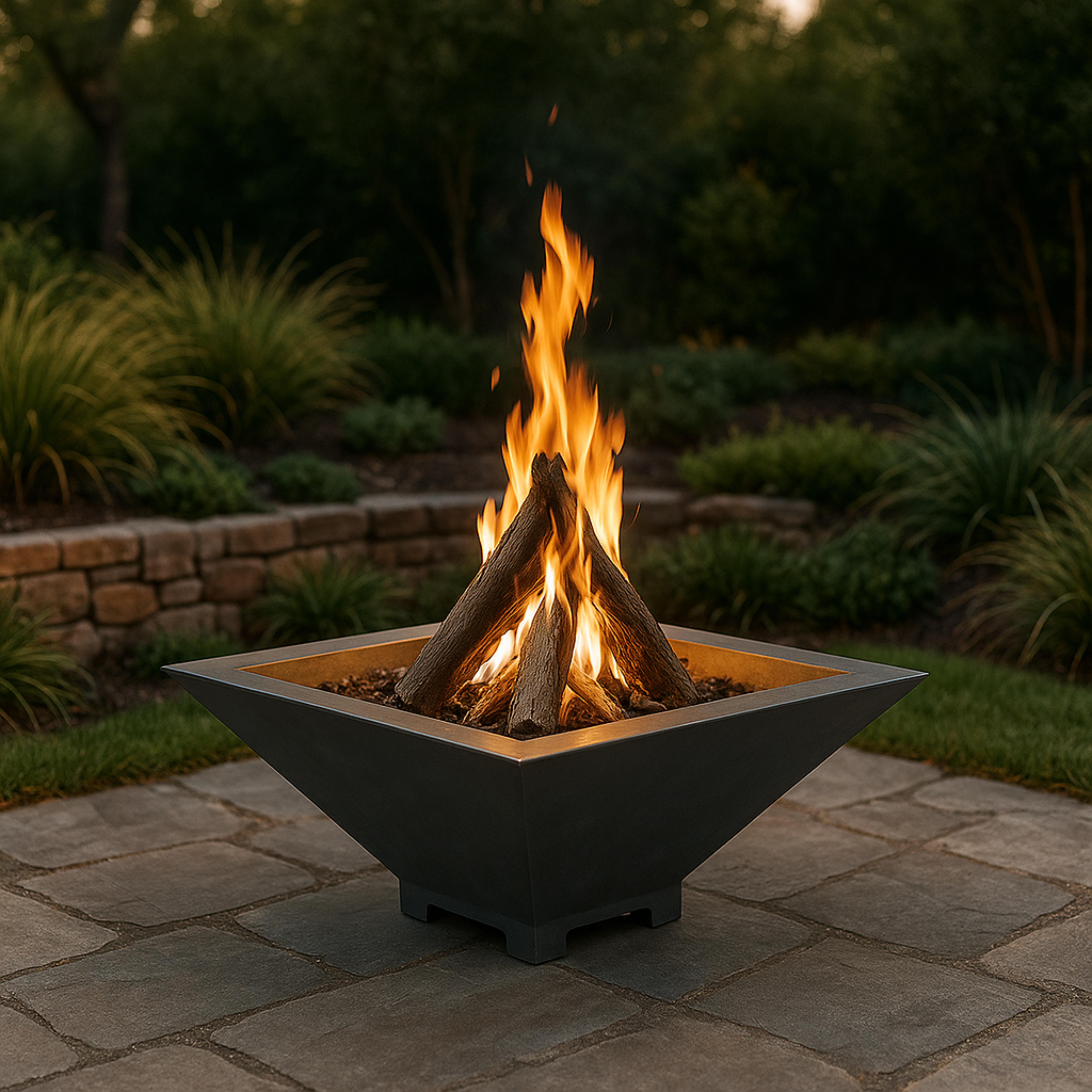 Phoenix Precast Products Square Oblique Fire Bowl With Venting