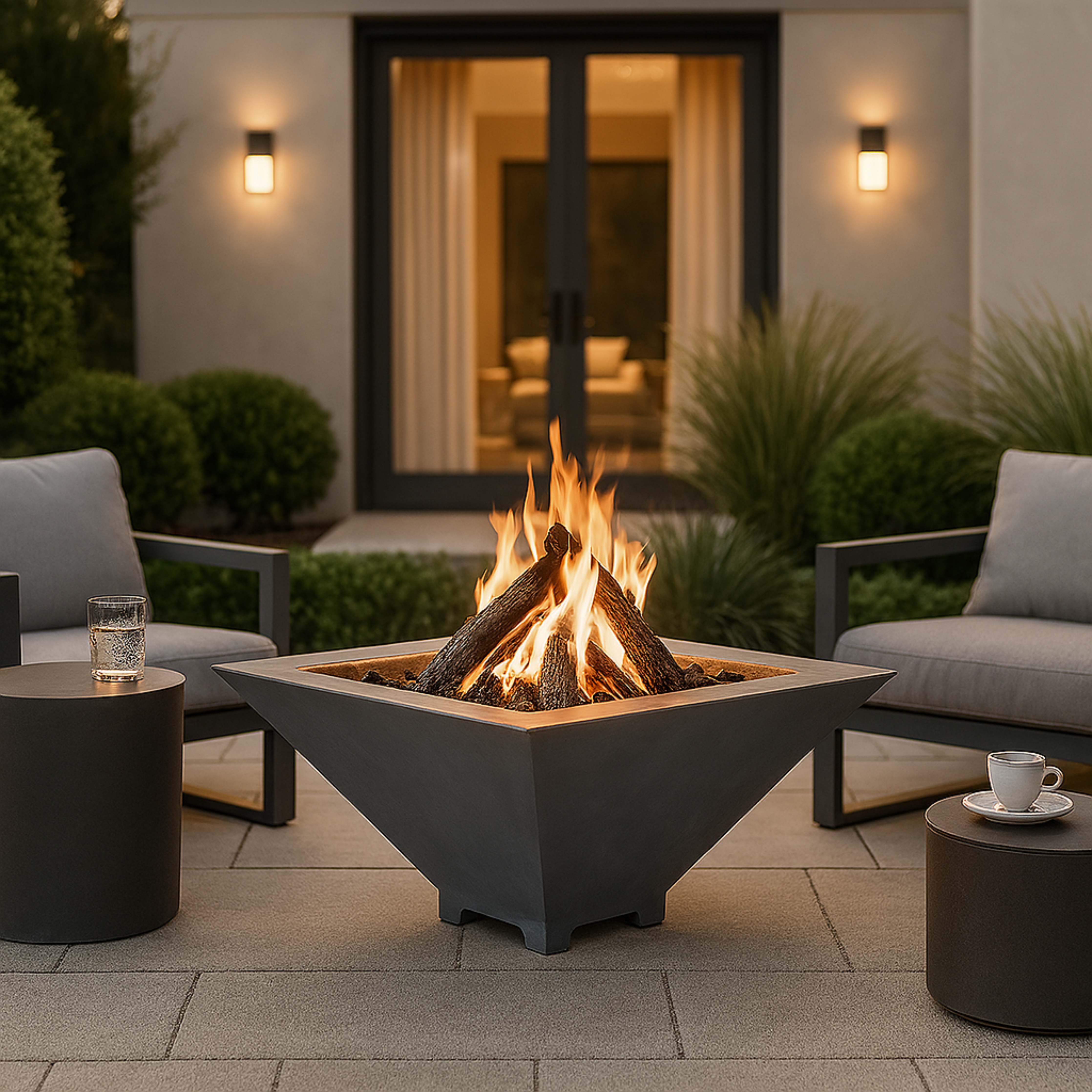 Phoenix Precast Products Square Oblique Fire Bowl With Venting