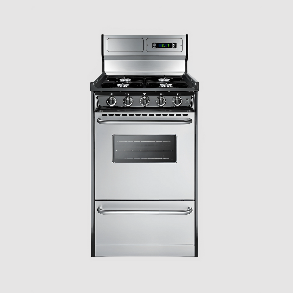 Summit 20" Wide Gas Range, Open Burners TNM1107BRW