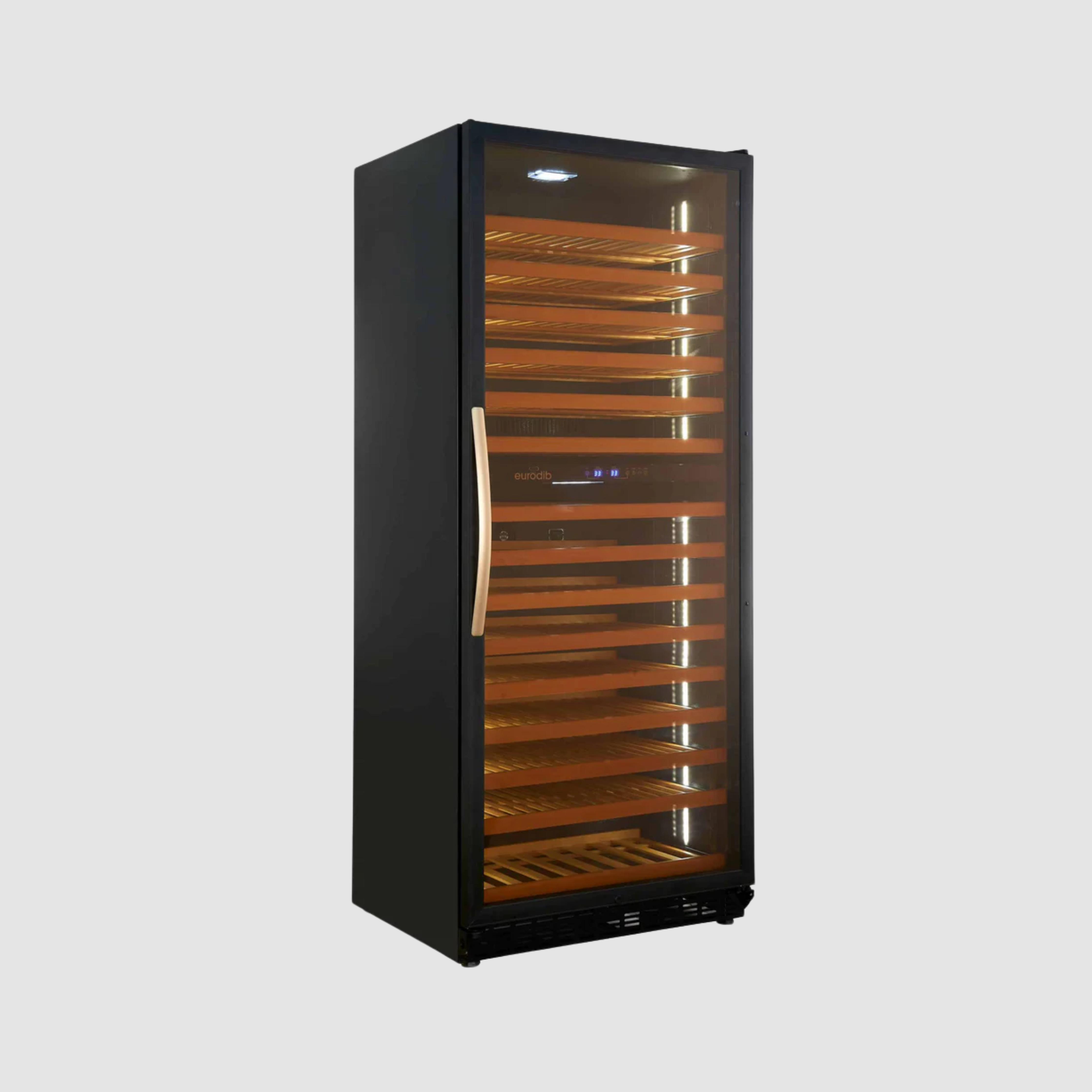 Eurodib 255 Bottle Dual Zone Black Full Glass Door Wine Refrigerator - USF328D
