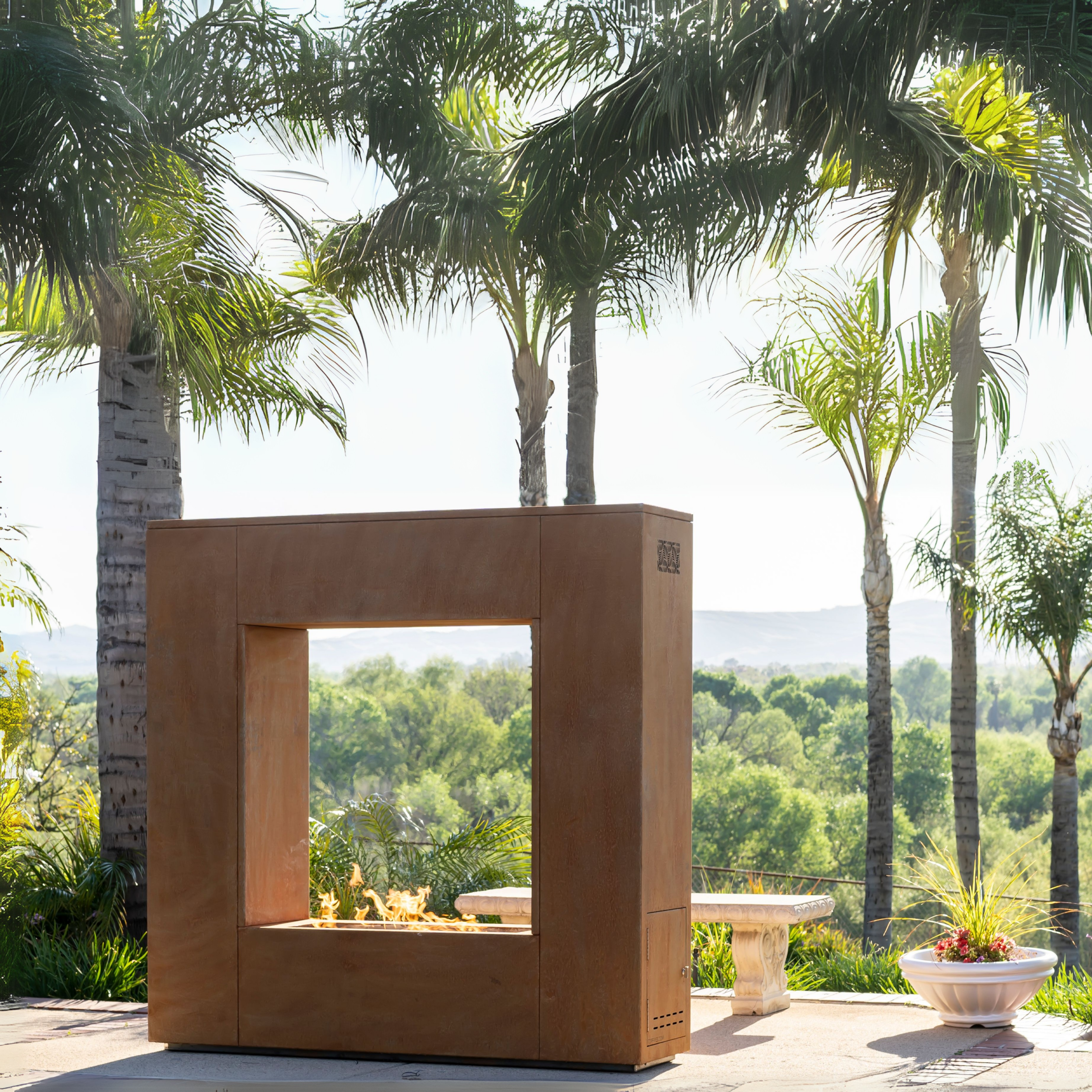 The Outdoor Plus Williams Outdoor Fireplace - Corten Steel