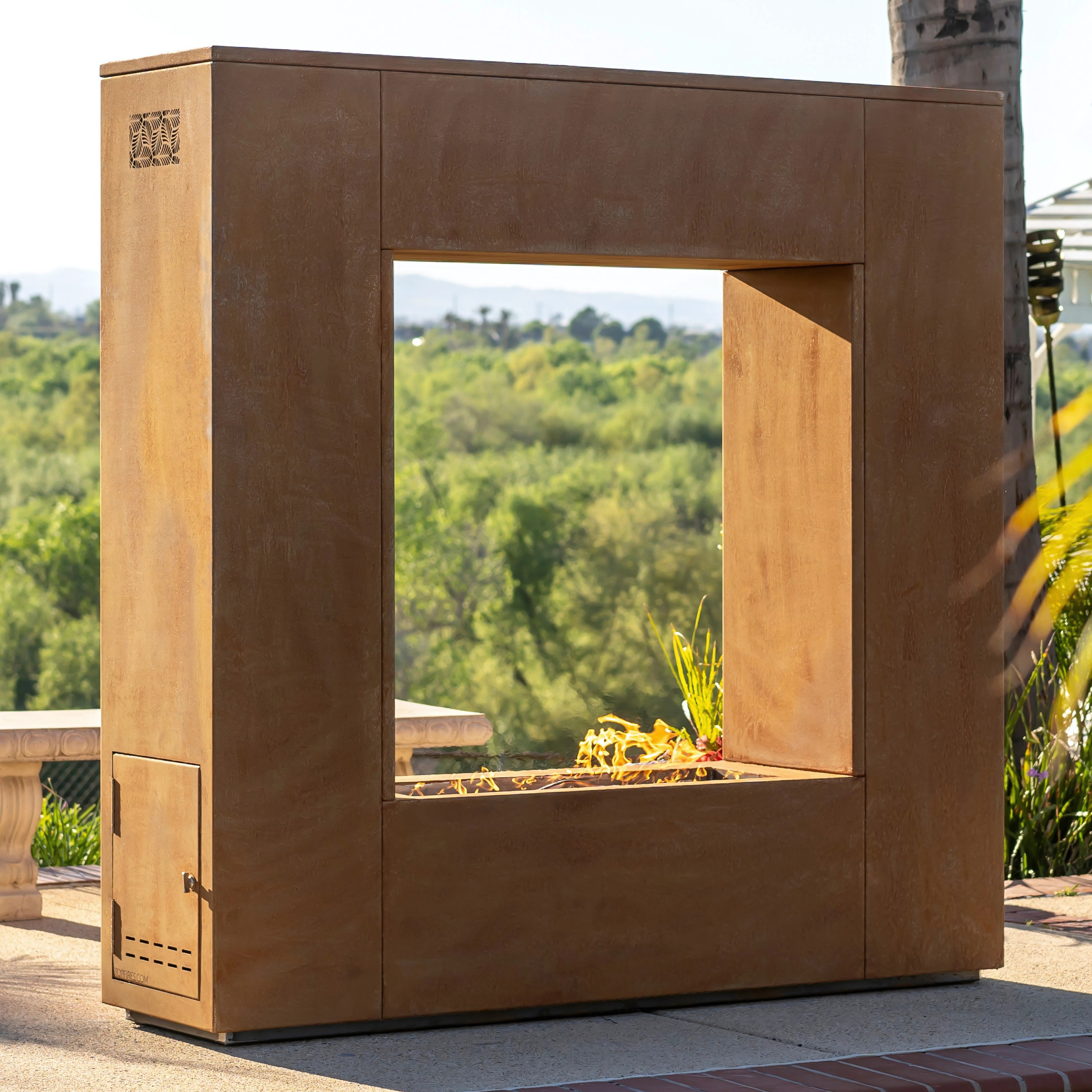 The Outdoor Plus Williams Outdoor Fireplace - Corten Steel